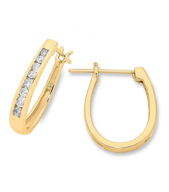 9CT Yellow Gold 0.25ct Diamond Hoop Earrings