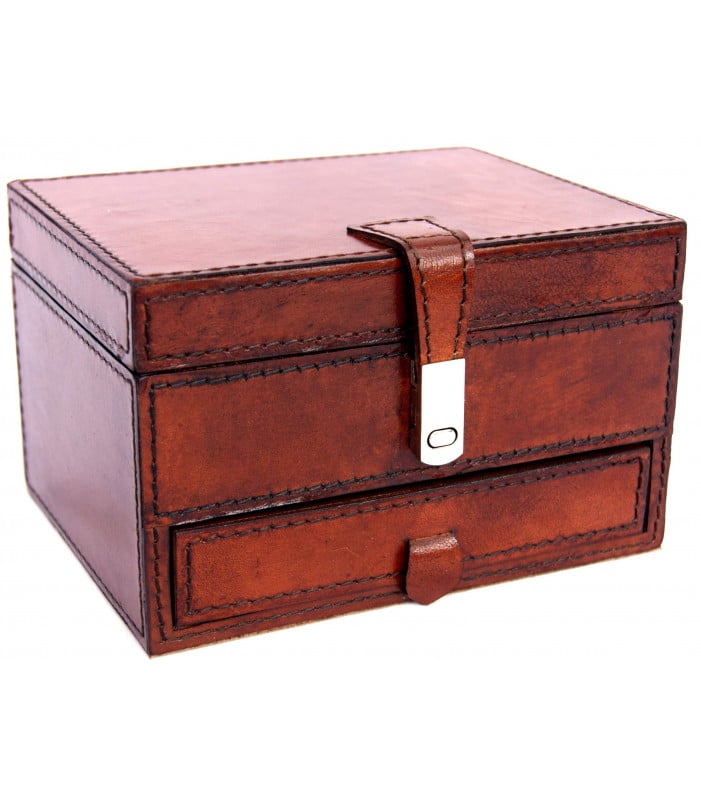 Buffalo Leather Jewellery Box with Drawer