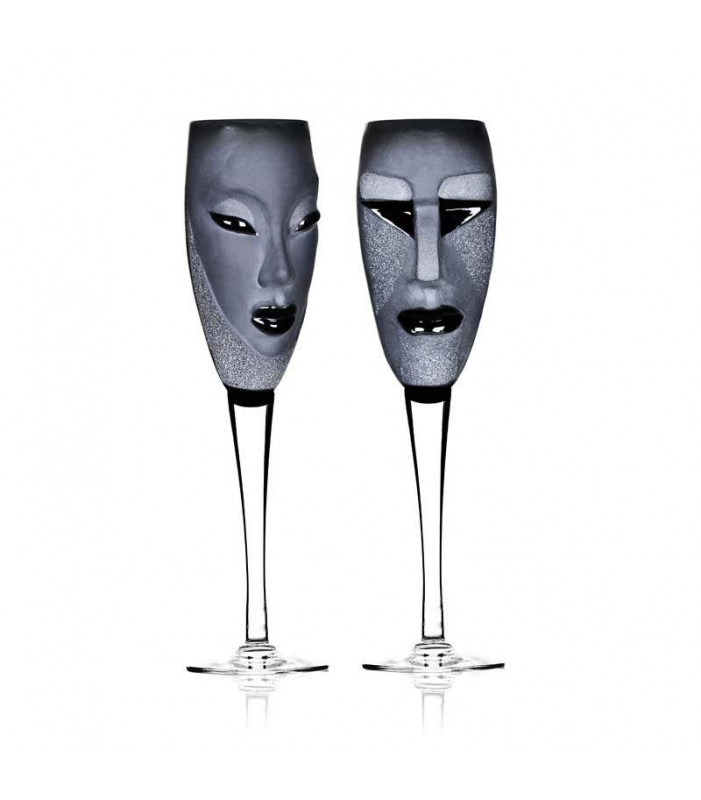 Masq Kubik Electra Crystal Champagne Glasses