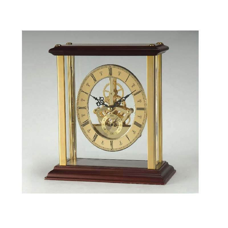 Skeleton Desk Clock Gold Red Wrappings
