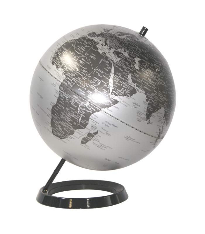 Matt Silver Ocean Globe 30cm