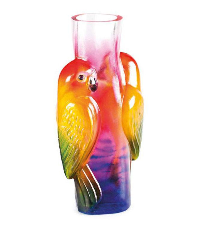 Parrot Crystal Vase