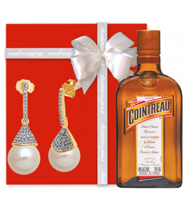 Gold Pearl Drop Earrings with Cointreau Corporate Gift