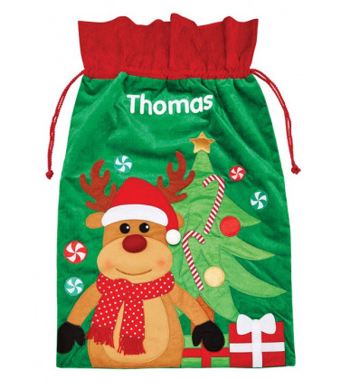 Kids Christmas Gift Reindeer Sack Personalised