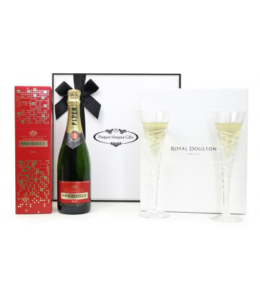 Wedding Gift Set of Royal Doulton Toasting Flutes & Piper Heidsieck Brut NV