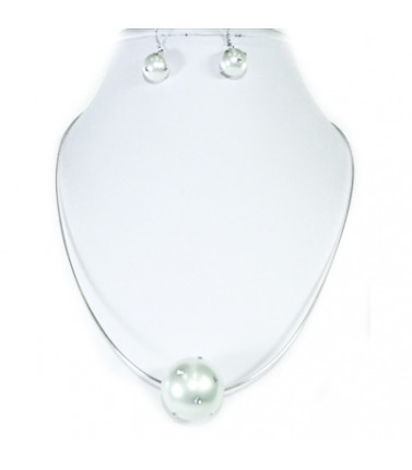 Mother of Pearl Single Necklace and Earring Set White