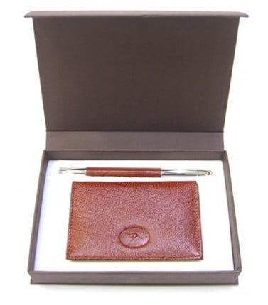 Kangaroo Leather Card Holder & Pen Set