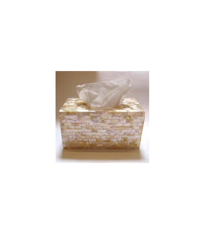 Mother of Pearl Shell White Tissue Box - Rectangle