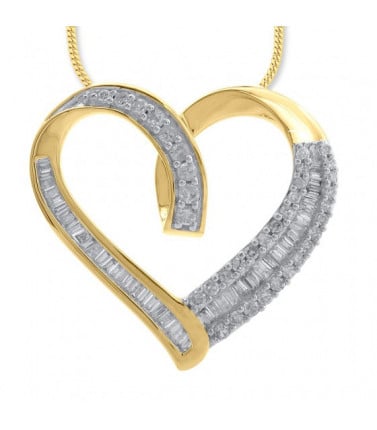 Diamond Heart Necklace - Baguette 