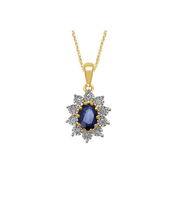 Gold Diamond Sapphire Necklace