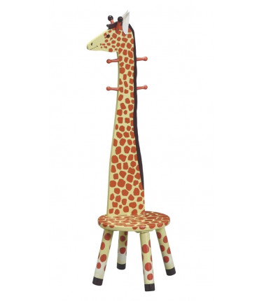 Kids High Back Stool with Coat Rack - Giraffe
