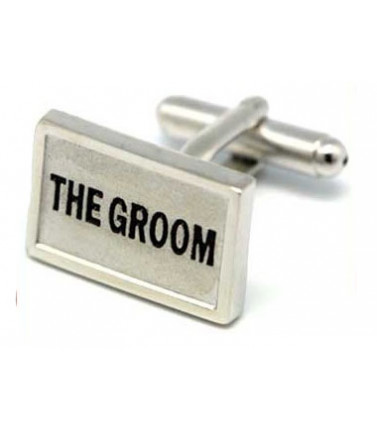 Wedding Cufflinks - Groom Rhodium