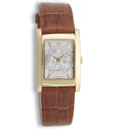 Coin Watch - Elegance Sixpence Gold/ Brown Leather