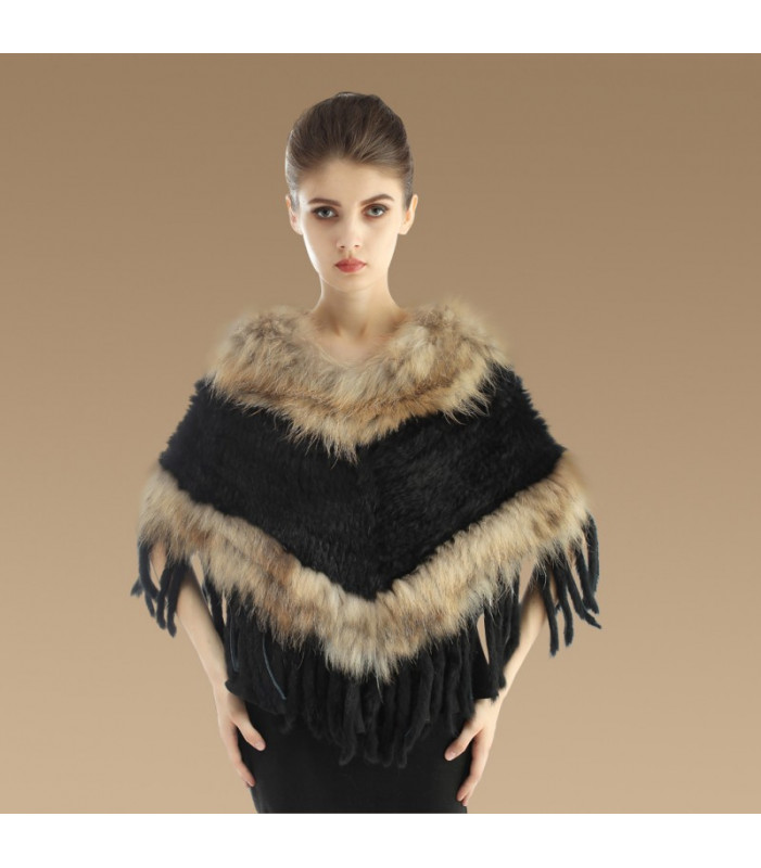 Poncho with Tassels - Rabbit and Racoon