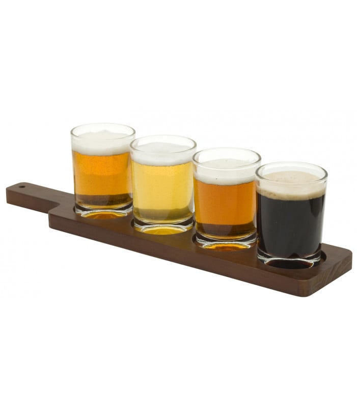 Beer Tasting Paddle with Glasses