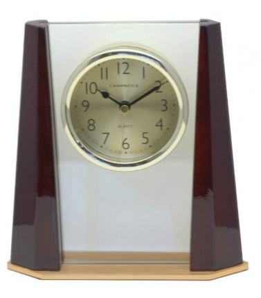 Desk Clock - Wood and Glass