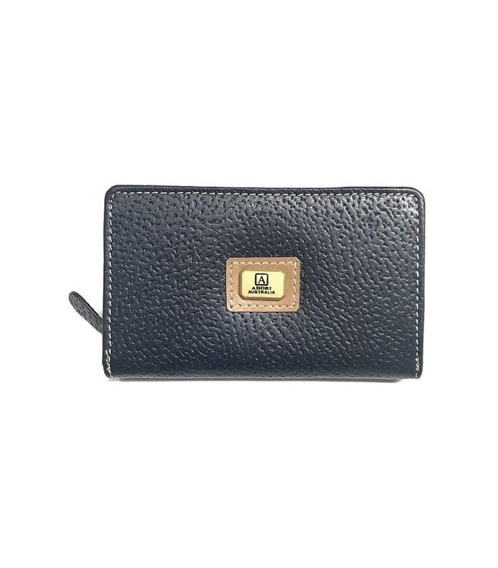 Navy Kangaroo Leather Coin Purse - Rectangular