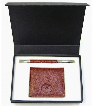 Kangaroo Leather Coin Purse and Pen Gift Set - Tan or Wine