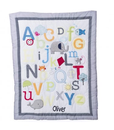 Baby Quilt Personalised - Decorative Alphabet