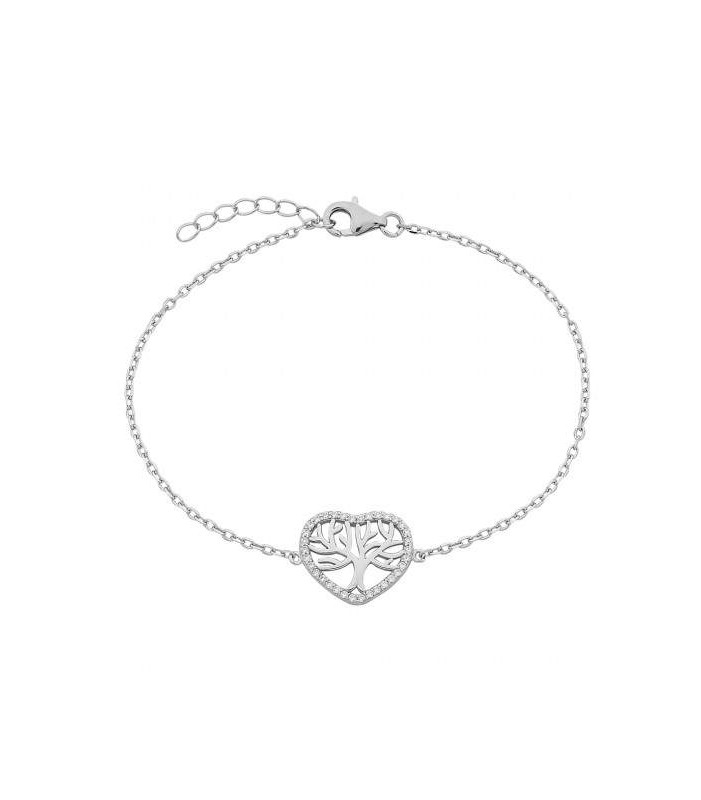 Cubic Zirconia Tree of Life Heart Bracelet
