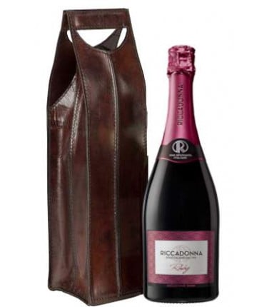Riccadonna Ruby NV and Buffalo Leather Wine Carrier Gift
