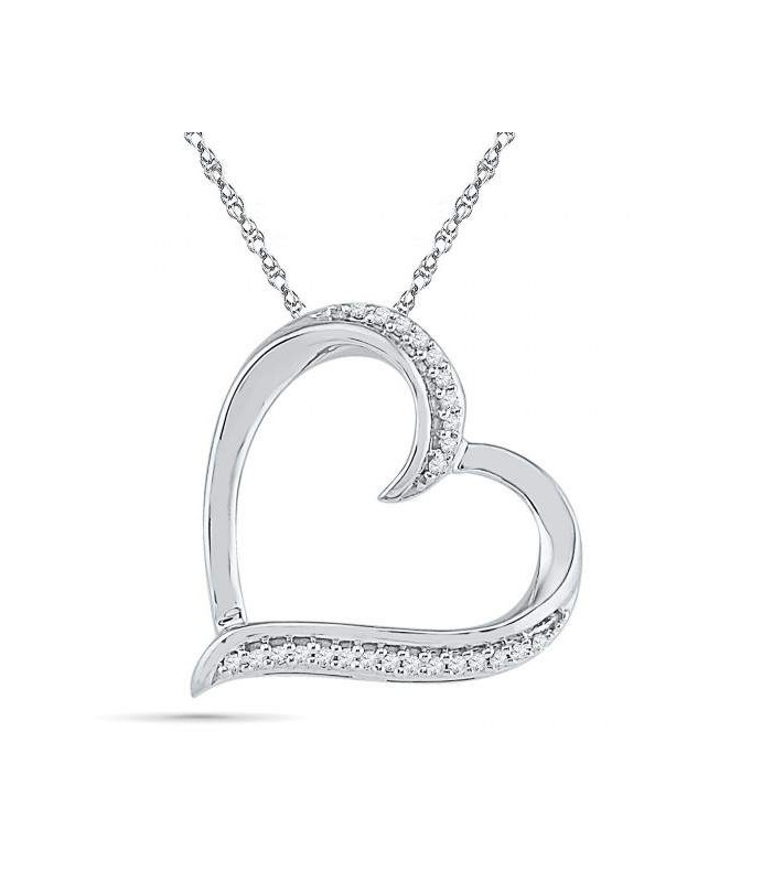 Open Heart Necklace 0.05ct Diamonds