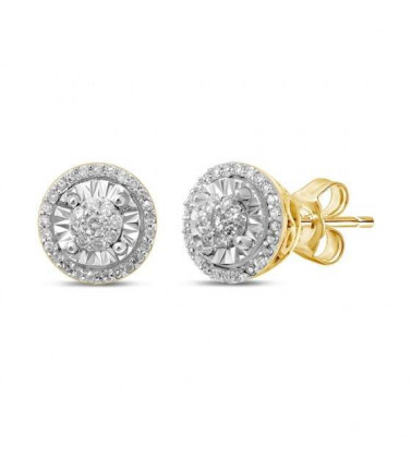 9ct Yellow Gold 0.25ct Diamond Halo Stud Earrings-Limited Edition