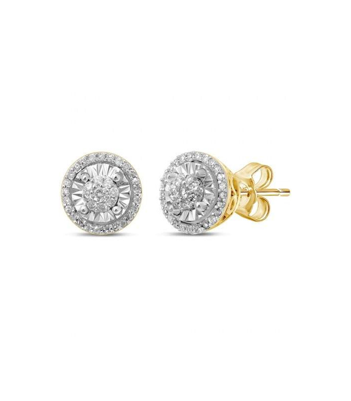 9ct Yellow Gold 0.25ct Diamond Halo Stud Earrings-Limited Edition