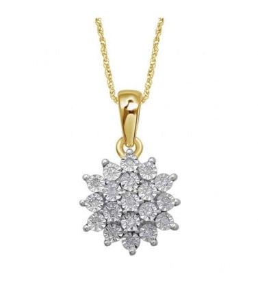  Diamond Necklace- 9ct Yellow Gold Star Cluster