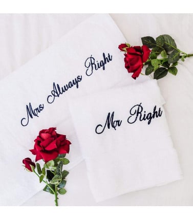 Wedding Gift Towels- Mr and Mrs Always Right