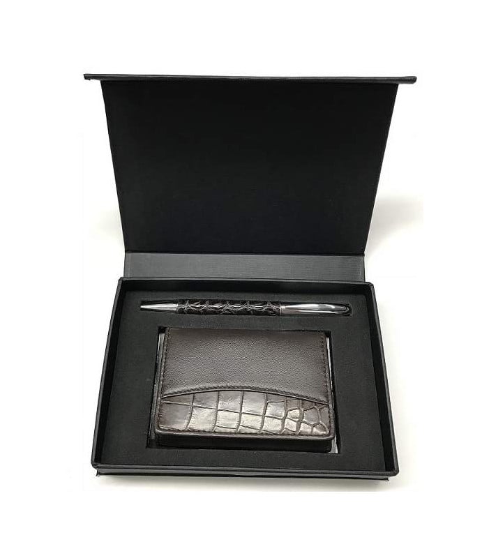 Crocodile Leather Pen and Card Holder 