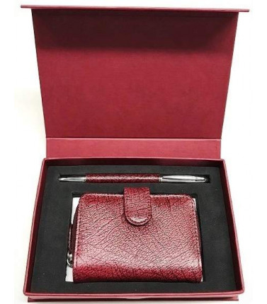 Kangaroo Leather Key Case and Pen Gift Set -Tan or Wine