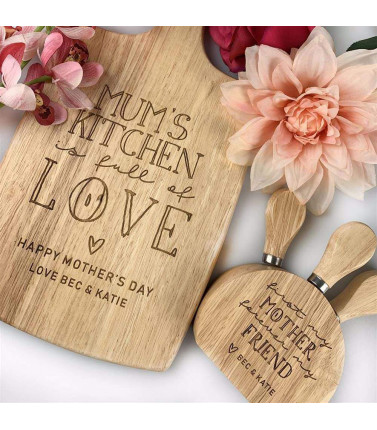 Mothers Day Cheese Board and Knife Set - Personalised