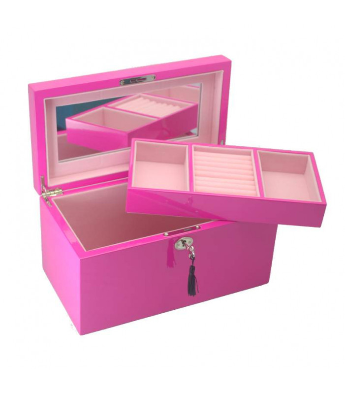 Jewellery Box with Removable Top- Hot Pink
