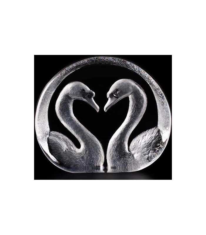 Romantic Swans Crystal Sculpture