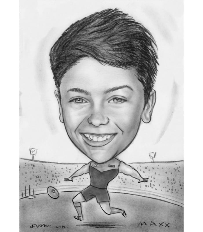 Caricature - 1 Person, Full Body, BW with Full Background