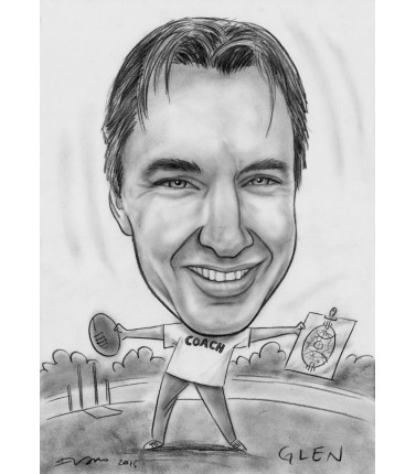 Caricature - 1 Person, Full Body, BW with Full Background