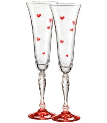 Romantic Gift Champagne Flutes- Bohemia Crystal