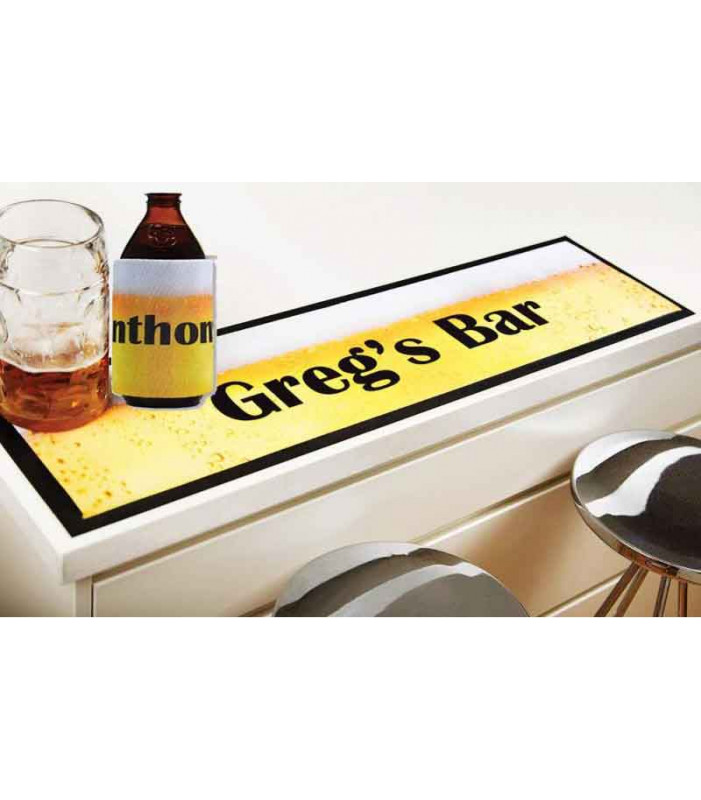 Beer Bar Mat and Stubbie Holder - Personalised