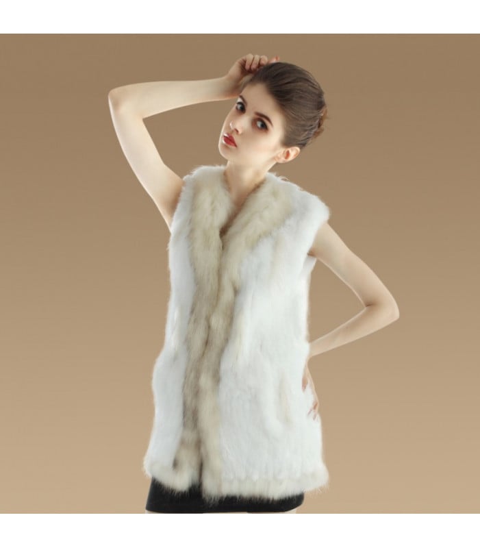 Vest - Rabbit and Raccoon Fur Long