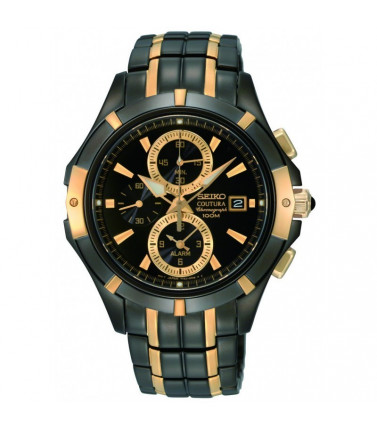 Seiko Gents Gold and Black Watch SNAE70P