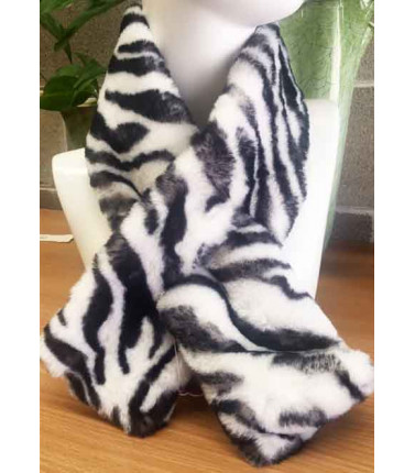 Scarf - Faux Mink Fur Zebra