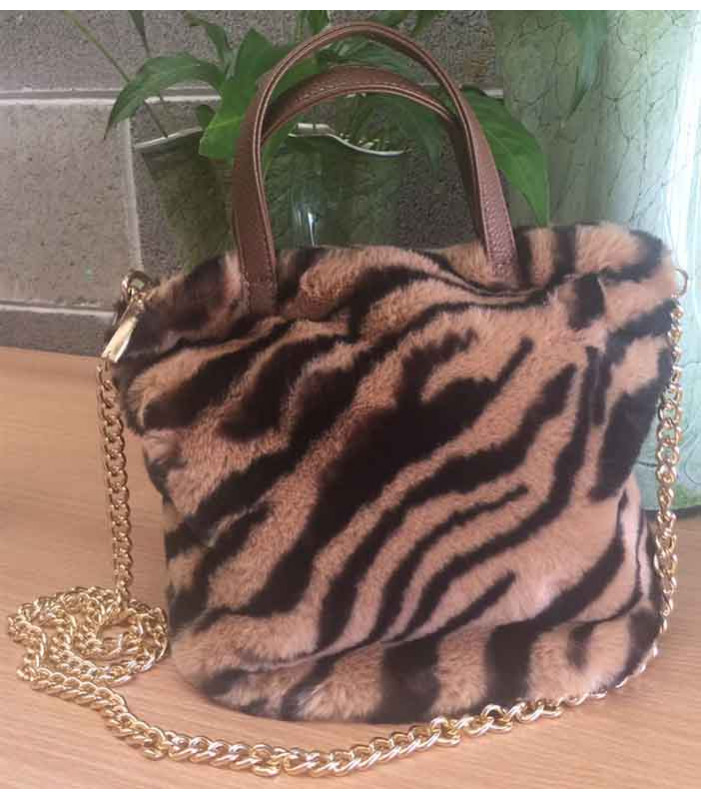 Handbag - Faux Mink Fur Tiger