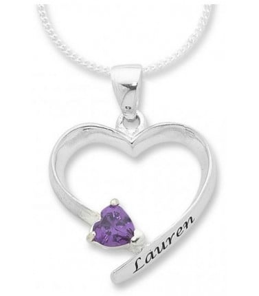 Heart necklace with birthstone colour