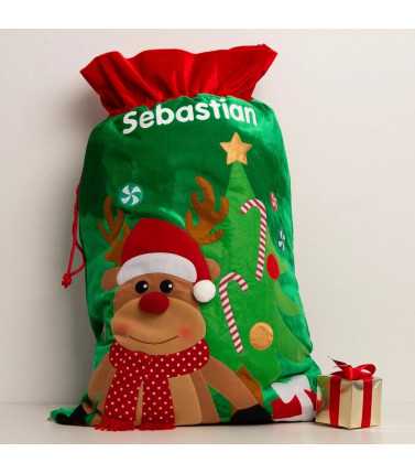 Christmas Gift Reindeer Sack Personalised