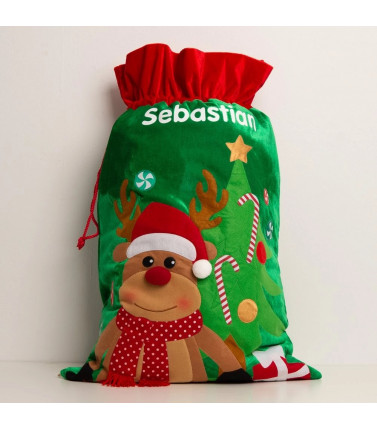 Christmas Gift Reindeer Sack Personalised