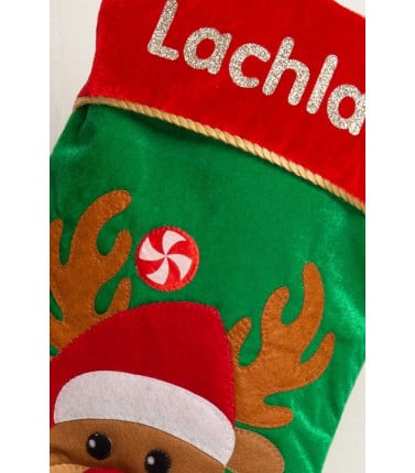 Kids Christmas Reindeer Stocking Personalised