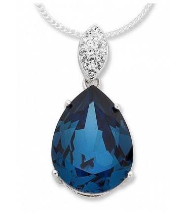 Blue Sapphire Swarovski Crystal Silver Necklace