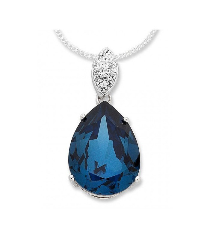 Blue Sapphire Swarovski Crystal Silver Necklace
