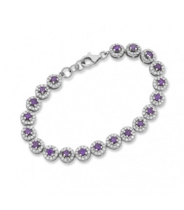 Purple and White Crystal Bracelet